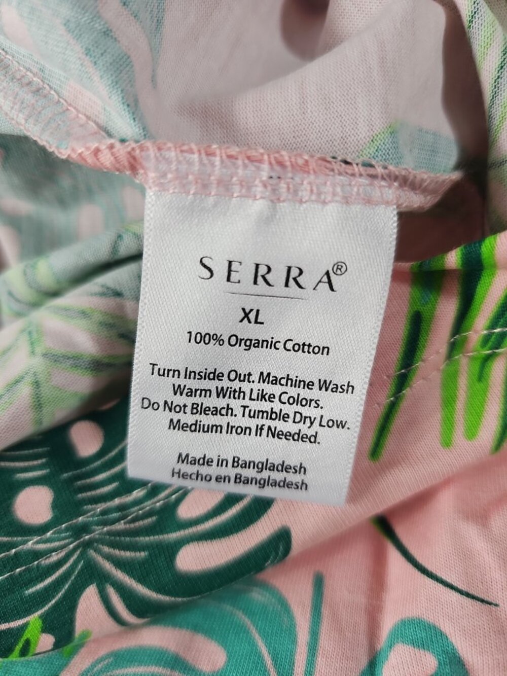SERRA XL ORGANIC Sleep Shirt Nightgown LS Pink Botanical Organic Cotton NEW - Picture 8 of 11